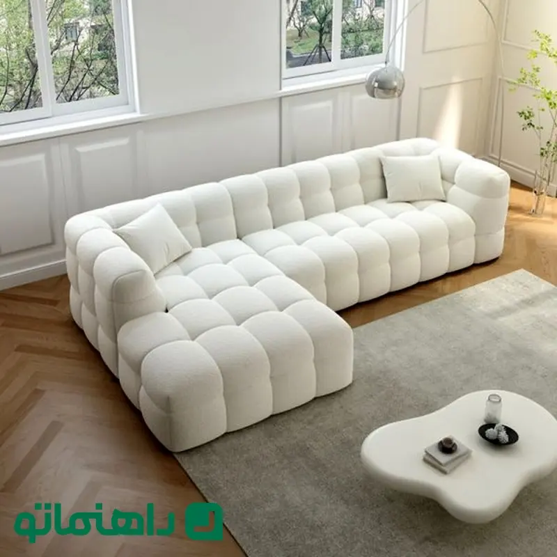 Scandinavian Living Room Sectional Sofas White L-Shape Modular Sleeper Sectional Sectionals