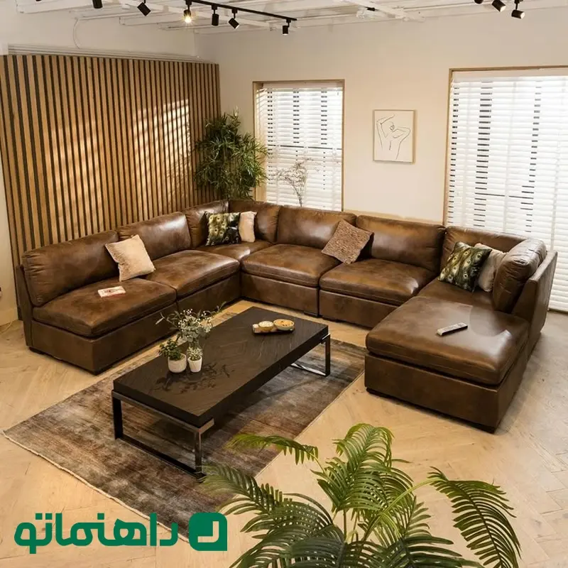 Quatropi 6 Seater Large Modular U-Shape Corner Sofa Set Brown 9L