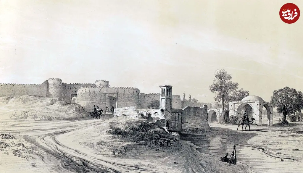 Shemran_gate___Tehran_by_Eugène_Flandin