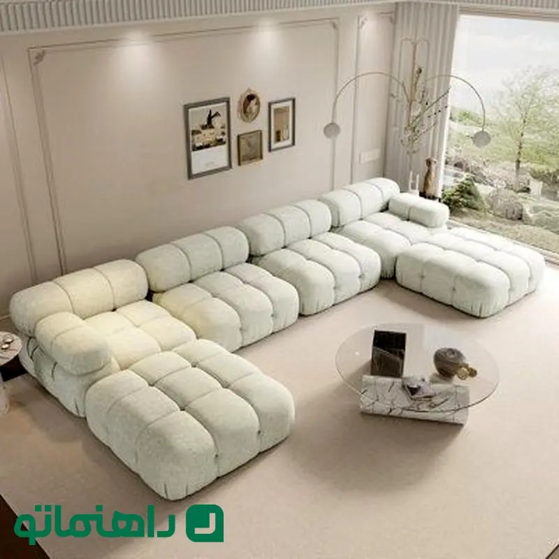 Multi Color Sectional - Latitude Run® Beige Modular Boucle Sectional Sofa _U-Shaped 6-Seater _ Comfy Cloud Couch w_ Ottoman bro…