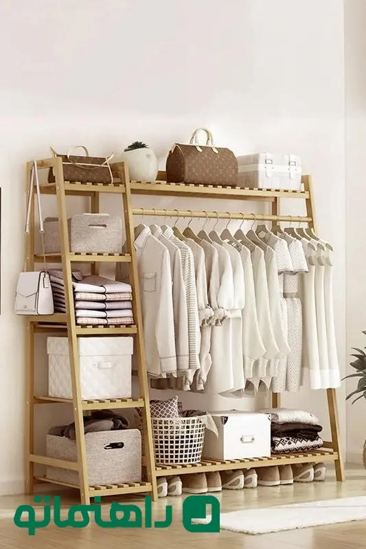 Shelves & Bookcases _ Bamboo Clothing Garment Rack 7 Tier Storage Shelf Coat Clothes Hanging Rack _ Living and Home