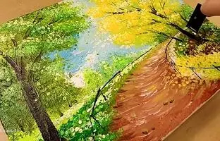 آموزش نقاشی: یک جاده روستایی در بهار