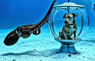  طوطی و سگ در زیر آب؛ نوآوری چینی‌ها در دنیای حیوانات خانگی 