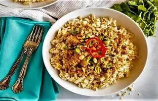 طرز تهیه پیازچه پلو با مرغ