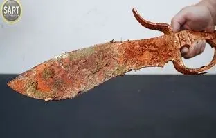 مراحل تماشایی بازسازی یک چاقوی قدیمی و زنگ زده که سال ها زیر خاک بود! + ویدئو