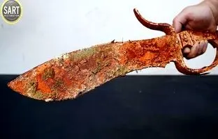 مراحل تماشایی بازسازی یک چاقوی قدیمی و زنگ زده که سال ها زیر خاک بود! + ویدئو