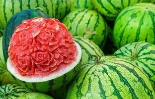 شیوه رنگ کردن هندوانه برای فروش! + ویدئو