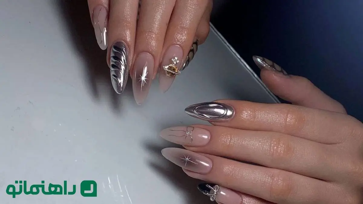 مدل ناخن ترند 1404؛ 5 مدل ناخن با خطوط نقره‌ای برای استایل لاکچری اما مینیمال