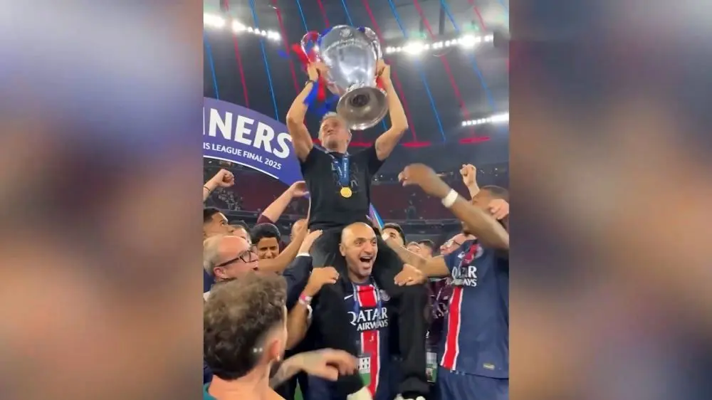  جشن قهرمانی در لیگ قهرمانان اروپا از زاویه دوربین پاری سن ژرمن + ویدئو