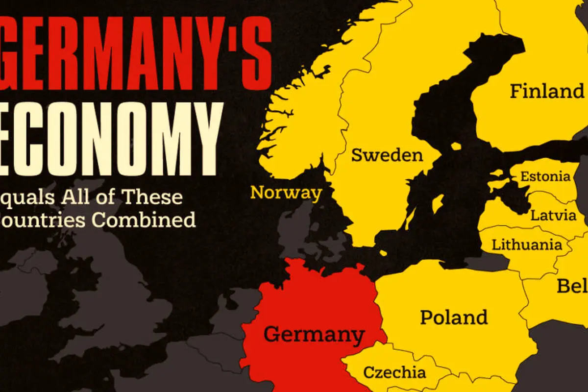 مقایسه اقتصاد آلمان با ۲۲ کشور اروپایی دیگر در سال ۲۰۲۴ + نقشه