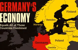 مقایسه اقتصاد آلمان با ۲۲ کشور اروپایی دیگر در سال ۲۰۲۴ + نقشه