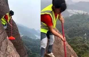 کار عجیب و خطرناک یک زن در چین + ویدئو