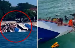 لحظه واژگونی کشتی توریستی در بالی + ویدئو