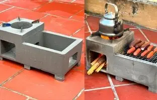 با سیمان و فوم این اجاق و کباب پز هیزمی را درست کنید!