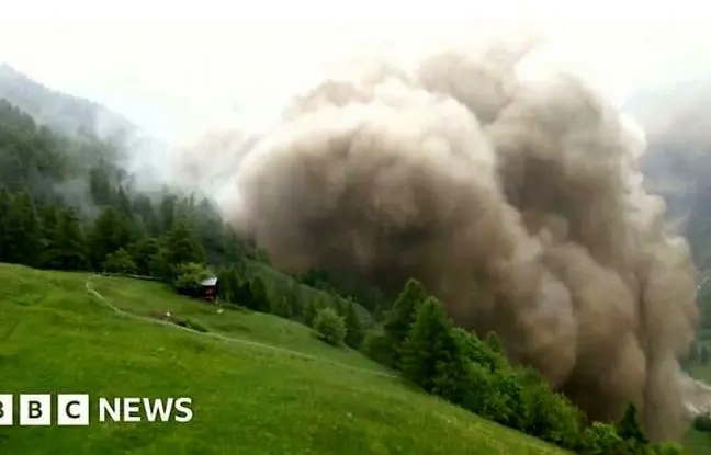 ریزش یخچال طبیعی در سوئیس و دفن شدن یک روستا در کوه های آلپ + ویدئو