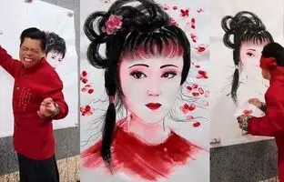 مهارت خارق‌العاده نقاش ژاپنی با چشمان بسته + ویدئو