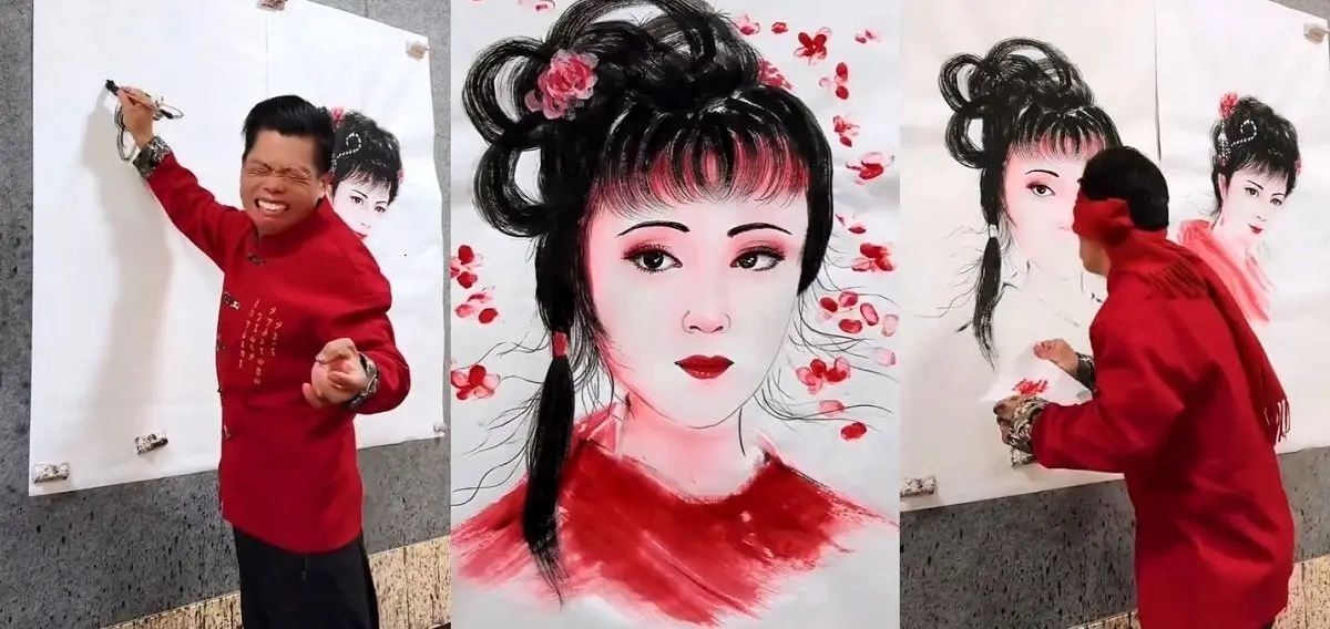 مهارت خارق‌العاده نقاش ژاپنی با چشمان بسته + ویدئو