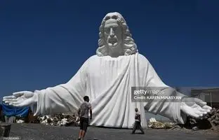 (تصاویر) ساخت بزرگترین مجسمه عیسی مسیح در ارمنستان