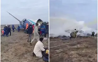  تصاویر تازه از هواپیمای باکو در حال سقوط پیش از برخورد با زمین/ بیرون آوردن مسافران زنده از هواپیما  +
 ویدئو