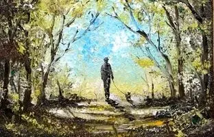 آموزش نقاشی: چطور یک مرد و سگش را در طبیعت بکشیم + ویدئو