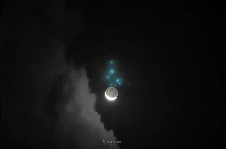 تصویر روز ناسا: ماه به دیدار هفت خواهران می‌رود؛ اختفای خوشه پروین