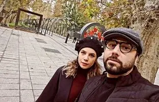 گردش پاییزی احسان خواجه‌امیری و همسرش