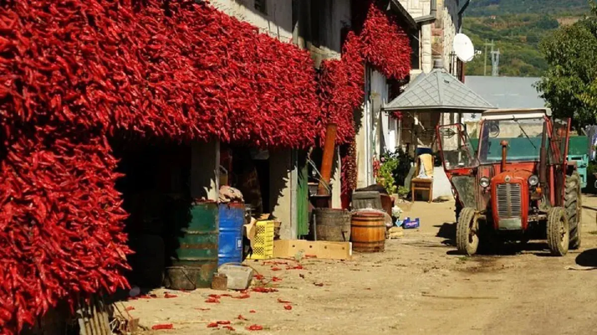 دیوارهای این روستا در پاییز قرمز می‌شود + تصاویر