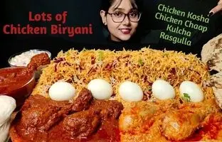 (ویدئو) غذا خوردن با صدا؛ خوردن متفاوت و جالب چلو مرغ به سبک دختر مشهور هندی