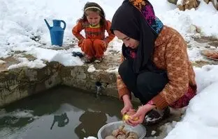 (ویدئو) پخت آبگوشت مرغ به سبک زن جوان روستایی افغانستانی در هوای سرد و برفی
