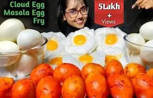(ویدئو) غذا خوردن با صدا؛ خوردن 35 تخم مرغ پخته و نیمرو توسط دختر مشهور هندی