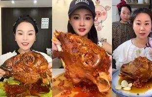 (ویدئو) مسابقه جدید کله پاچه خوردن سرعتی و تماشایی سه اینفلوئنسر مشهور چینی