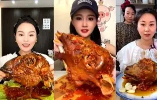 (ویدئو) مسابقه جدید کله پاچه خوردن سرعتی و تماشایی سه اینفلوئنسر مشهور چینی