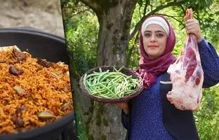 (ویدئو) غذاهای روستایی: پخت لوبیا پلو به سبک بانوی روستایی شمالی