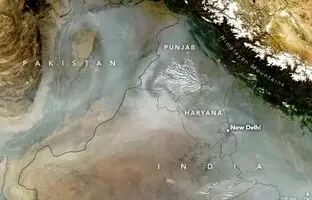 تصویر ماهواره‌ای ناسا از نوامبر آلوده کشور هند
