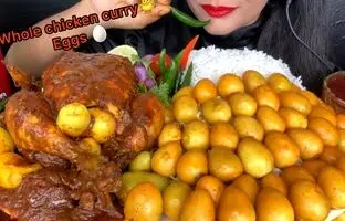 (ویدئو) خوردن 50 تخم مرغ و یک مرغ 3 کیلوگرمی با برنج توسط دختر مشهور هندی