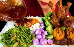 (ویدئو) خوردن هیجان انگیز 2 کیلوگرم تخم و ران اردک توسط چهره مشهور تایلندی