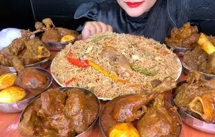(ویدئو) اشتهای باورنکردنی دختر جوان هندی در خوردن 6 کیلوگرم چلو گوشت!