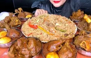 (ویدئو) اشتهای باورنکردنی دختر جوان هندی در خوردن 6 کیلوگرم چلو گوشت!