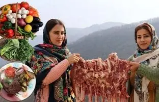 (ویدئو) پخت گوشت گاو و صیفی جات روی ساج توسط دو بانوی روستایی آستارایی