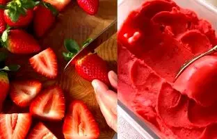 (ویدئو) طرز تهیه بستنی لیمو و توت فرنگی خانگی