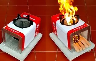 (ویدئو) با یه حلب 17 کیلیویی یک اجاق هیزمی حرفه ای درست کن