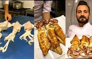 (ویدئو) غذای خیابانی؛ طبخ متفاوت ماهی مرکب توسط آشپز مشهور ترکیه ای