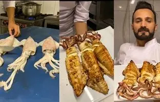 (ویدئو) غذای خیابانی؛ طبخ متفاوت ماهی مرکب توسط آشپز مشهور ترکیه ای