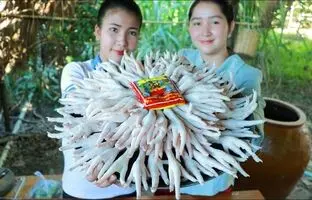 (ویدئو) پخت 5 کیلوگرم پای مرغ به سبک و سیاق بانوی روستایی مشهور تایلندی