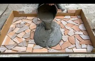 (ویدئو) با سرامیک شکسته و کمی سیمان یه میز زیبا درست کن