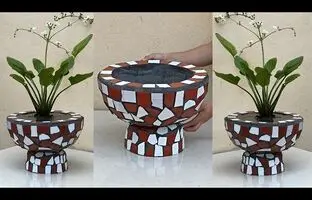 (ویدئو) این گلدان متفاوت رو میتونی با سرامیک شکسته و سیمان درست کنی