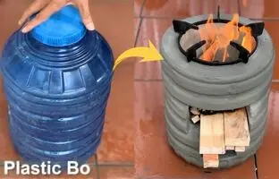 (ویدئو) با کمک یه دبه پلاستیکی آب اجاق هیزمی زیبا درست کن