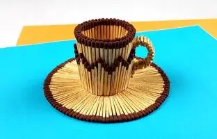 (ویدئو) طریقه ساخت یک فنجان دکوری زیبا با چوب کبریت