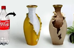 (ویدئو) با بطری ساده نوشابه میتونی یه گلدان چند بعدی متفاوت بسازی