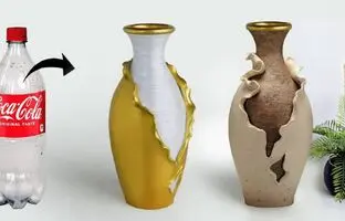 (ویدئو) با بطری ساده نوشابه میتونی یه گلدان چند بعدی متفاوت بسازی